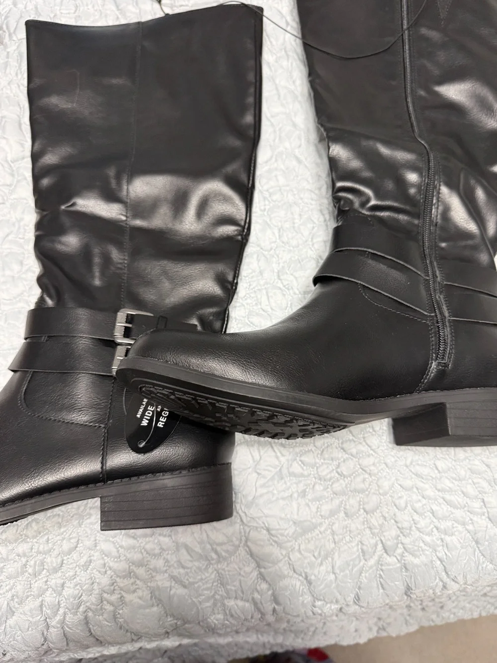 Style & Co. Classic Black Mid-Calf Buckle Riding Boots - Women 11. NEW!!